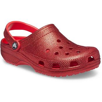 Crocs Classic Glitter Clog Cervene - Damske Dreváky